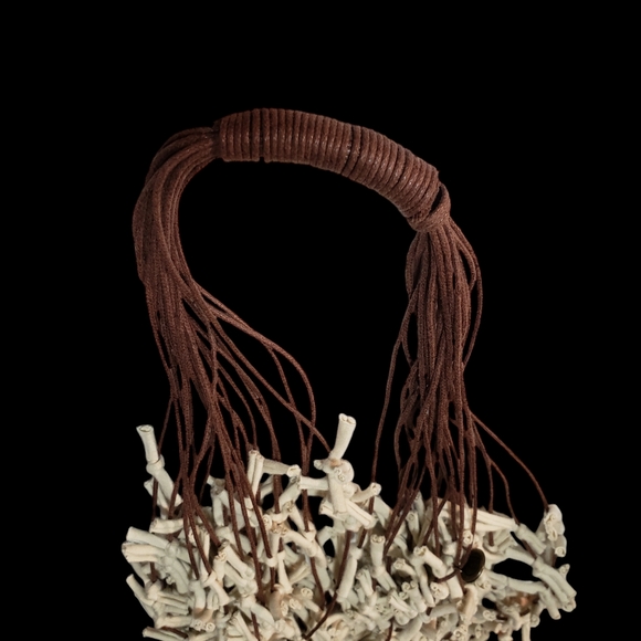 Mekness Multi Layer Fabric Statement Necklace Beige Coral - Picture 5 of 6